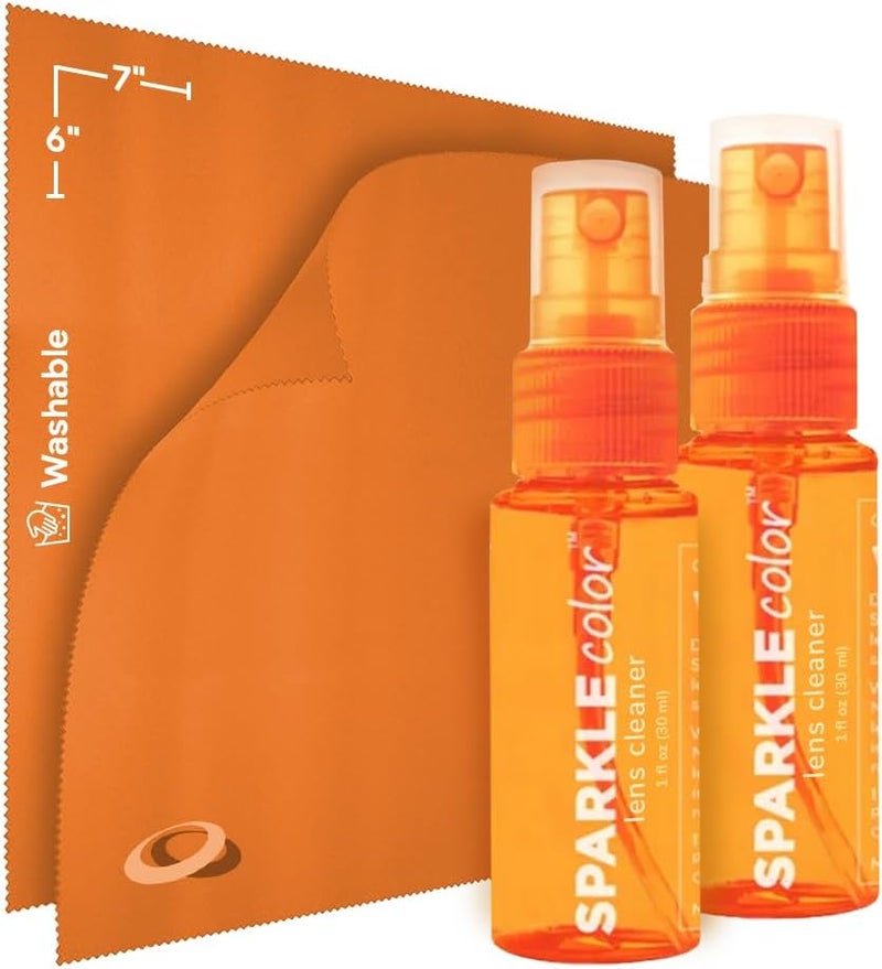 OPTIPAK Sparkle Anti-Reflective Safe Lens Cleaner Spray Kit - (2) 1oz Glasses Cleaner Bottle & (2) Microfiber Cloth for Eyeglasses, Sunglasses, Lenses, Screens and Camera Cleaning Kit (4 Piece Set) - Image 1